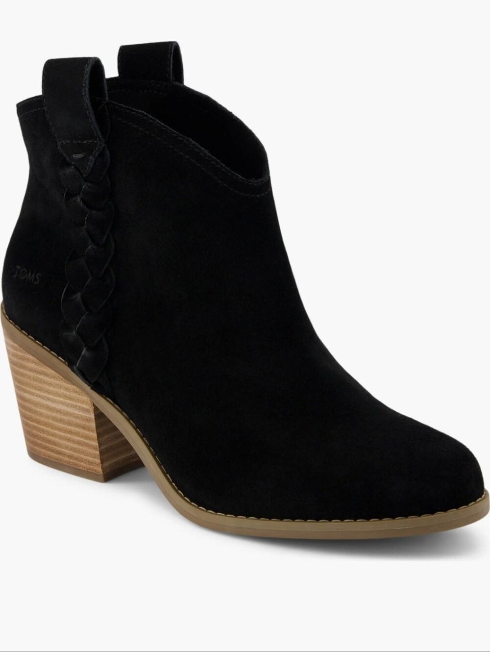 Tom's Black Leather Constance Braid Bootie Size 11